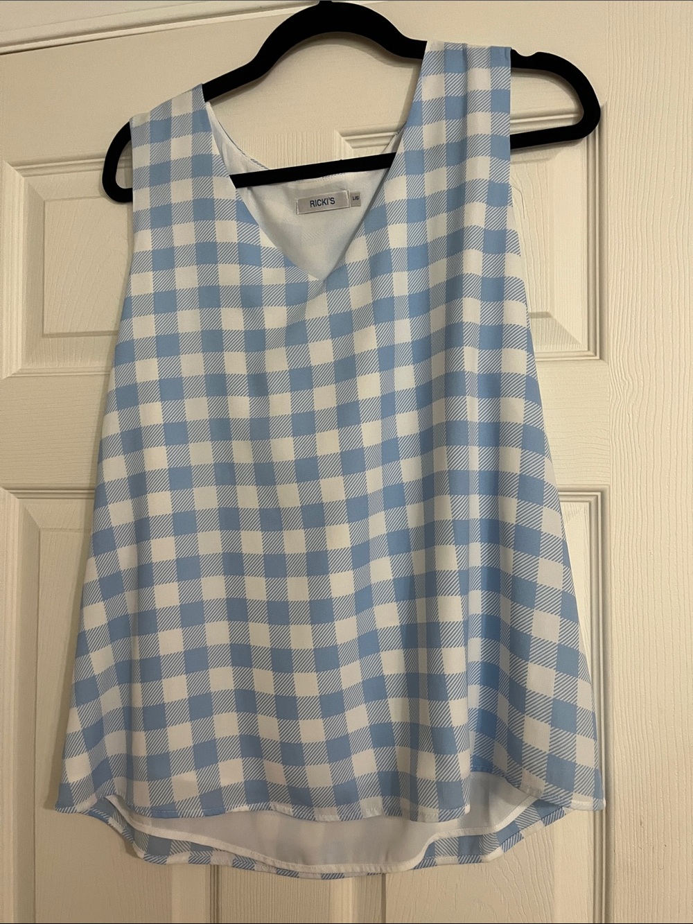 Ricki's Blue and White Gingham V-Neck Camisole